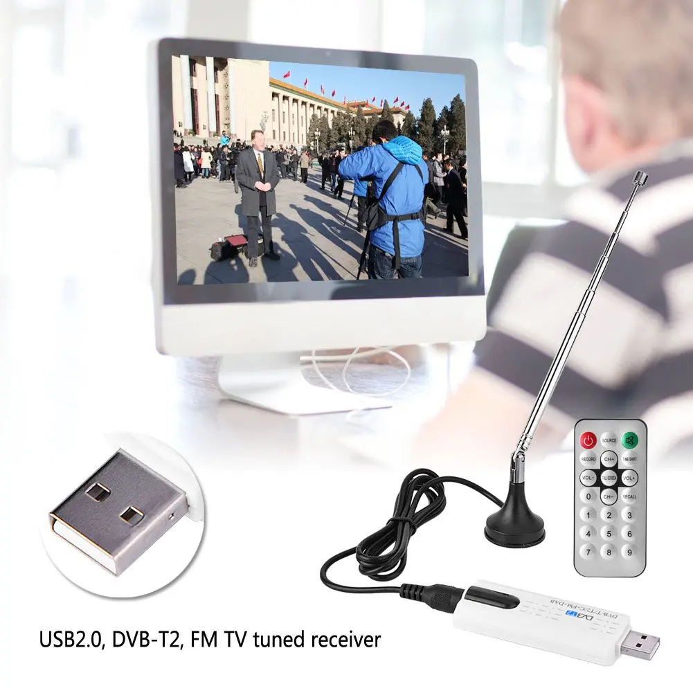 USB ТВ-тюнер DVB T2 DVB-T/C FM DAB с антенной пульт дистанционного управления HD 1080P MPEG-2 MPEG-4