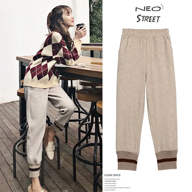 

2021 Autumn And Winter New Woolen Pants Women'S Autumn And Winter High Waist Loose Thick Radish Daddy Pants Harlan Leisure