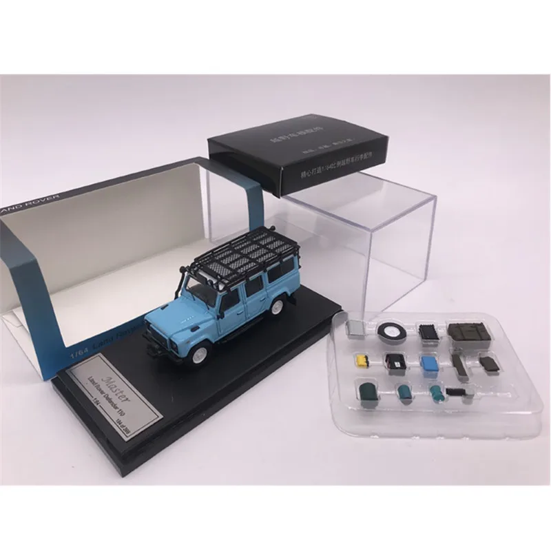 Master 1: 64 сплав модель автомобиля land rove defender 110 внедорожника с аксессуарами