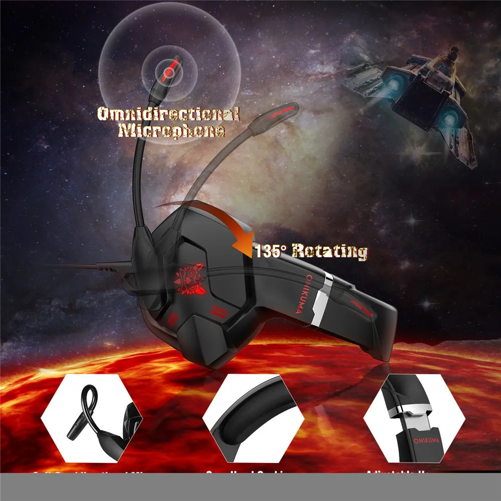 ONIKUMA K11 PS4 игровая гарнитура стерео Бас шлем PC Gamer наушники с микрофоном светодиодный для телефона компьютера Xbox 1 планшета iPad