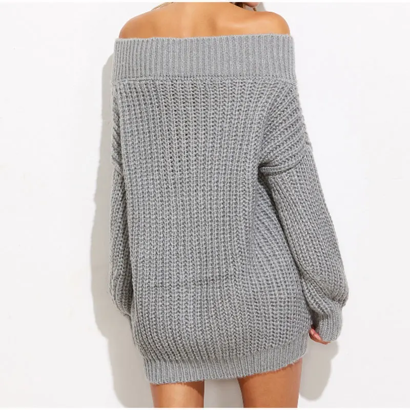 Женский вязаный свитер с v-образным вырезом и длинным рукавом осенне-зимний