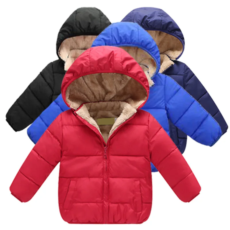 Детская одежда хлопковое пальто куртка зимняя теплая Вельветовая с капюшоном