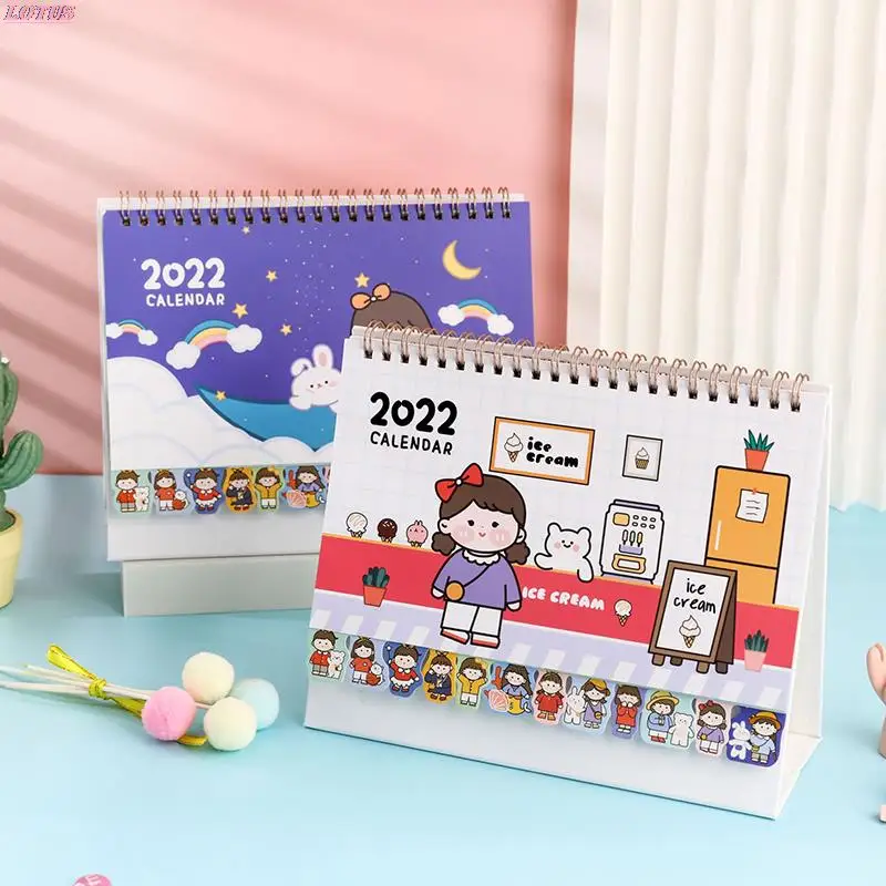 

2022 Kawaii Mini Desktop Calendar Planner Desk Calendar Creative School Office Stationery