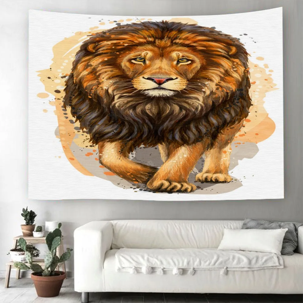 Принтом Тигр львиный гобелен современный на стену для домашнего декора