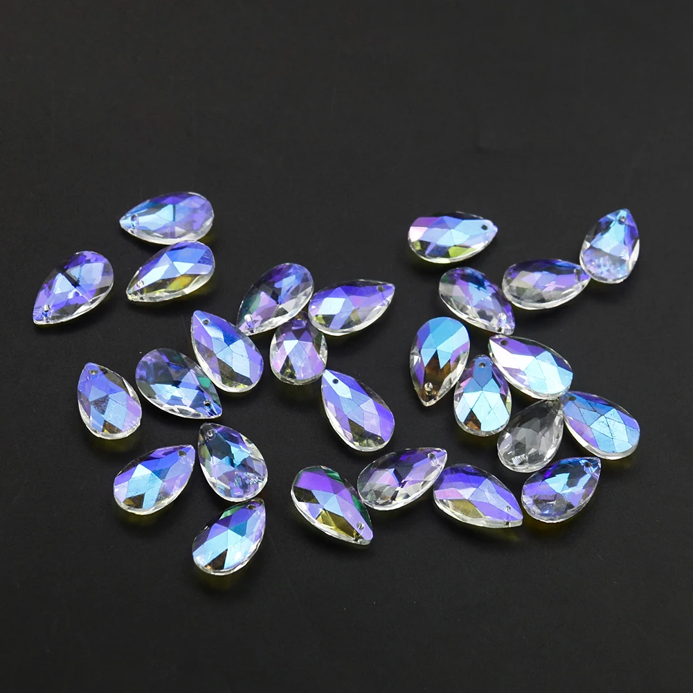 20PCS AB Color Tear Drop Crystal Prism Faceted Hanging Decorations Suncatcher Glass Chandelier Parts DIY Pendant Jewelry Making | Лампы и