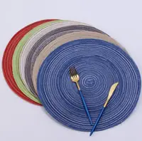 HOT Round Woven Placemats for Dining Table Heat Resistant Wipeable Placemat non-slip Washable Kitchen Place Mats for Holiday SN