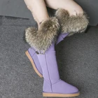 Новинка; Бесплатная доставка; Модные высокие зимние сапоги; Botas Mujer; Женская зимняя обувь из 100% натуральной кожи с натуральным лисьим мехом