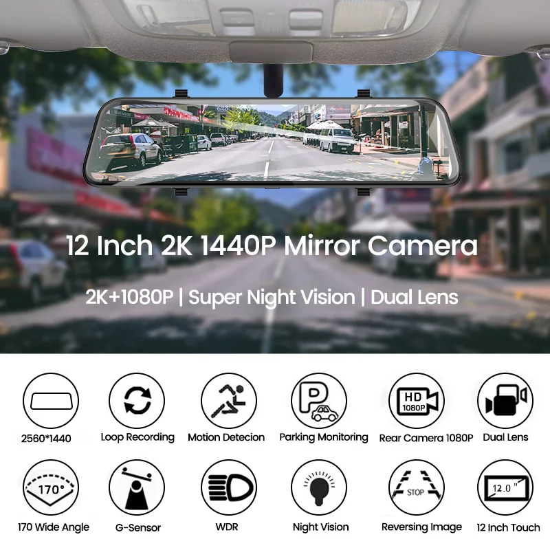 E-ACE A38 Автомобильный видеорегистратор 1" Сенсорное зеркало заднего вида 2K Dashcam с камерой заднего вида FHD 1080P Автомобильная камера с двумя объективами видео Dvr рекордер