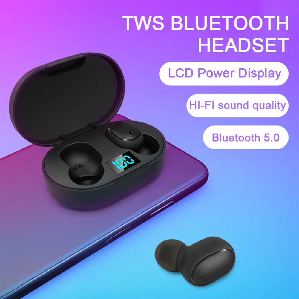 

TWS E6S Wireless Headphones Bluetooth-compatible V5.0 Earphones Headsets With Mic Sport Noise Cancelling Mini Earbuds