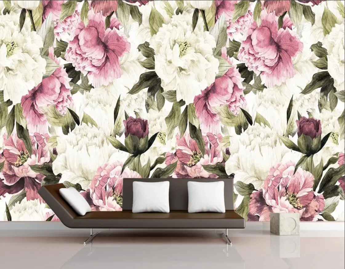 3d обои Beibehang для украшения интерьера комнаты тисненые пионы слива роза