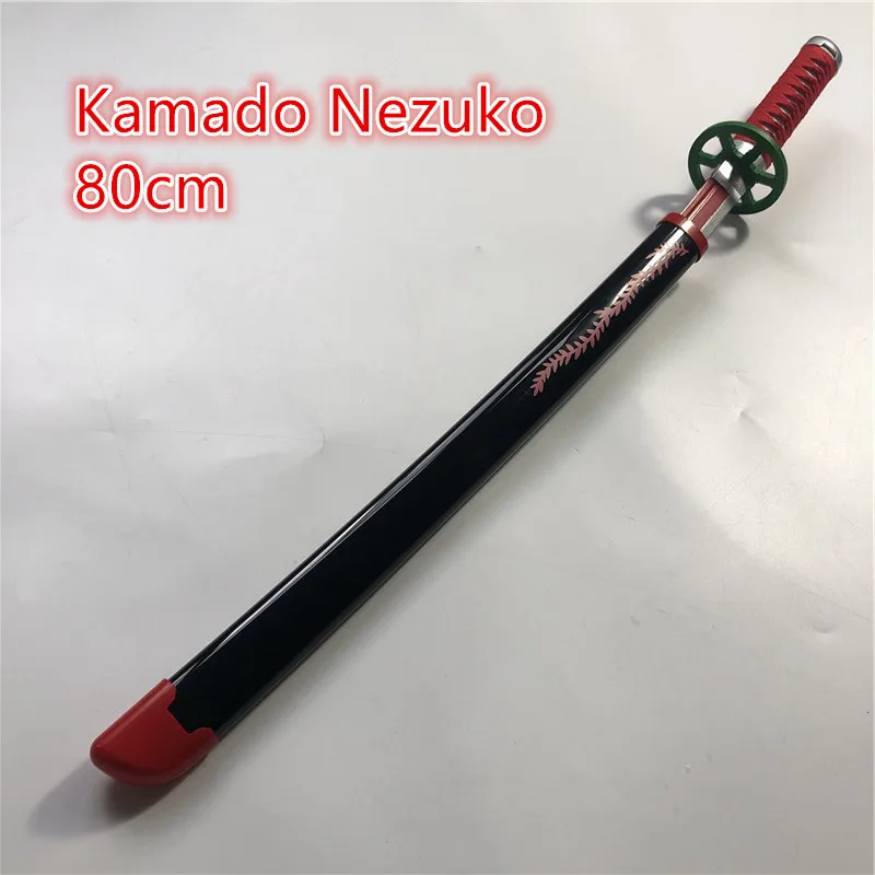

1:1 Anime Kimetsu no Yaiba Sword Weapon Demon Slayer Kamado Nezuko Cosplay Sword Ninja Knife wood toy 80cm