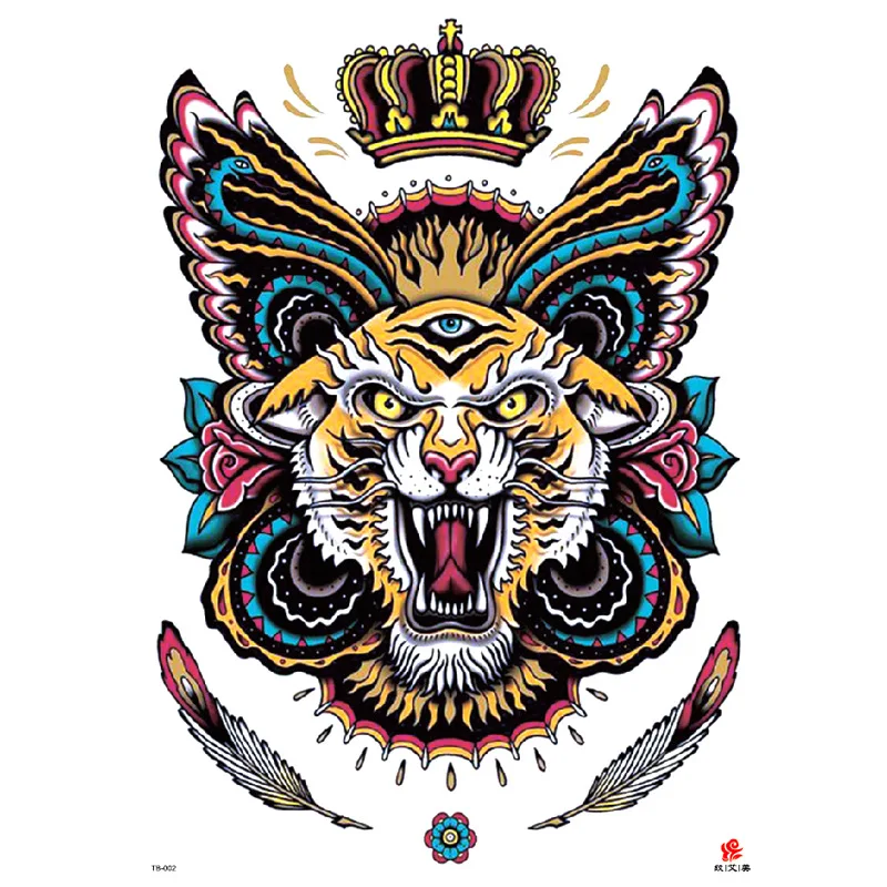 

Waterproof Full Back Tattoo Sticker Tiger Lion Monkey King Zhao Yun Guan Gong Long Factory temporary tattoo flower stickers