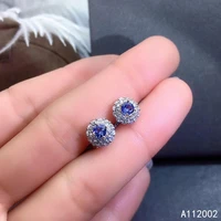 kjjeaxcmy fine jewelry natural sapphire 925 sterling silver women gemstone earrings new ear studs support test classic