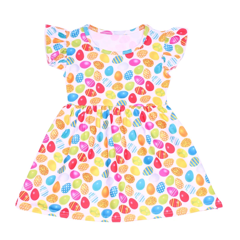 2020 Newest Easter Kids Dresses for Girls Colorful Egg Dress Bunny Frock Milk Silk Flutter Sleeve | Детская одежда и обувь