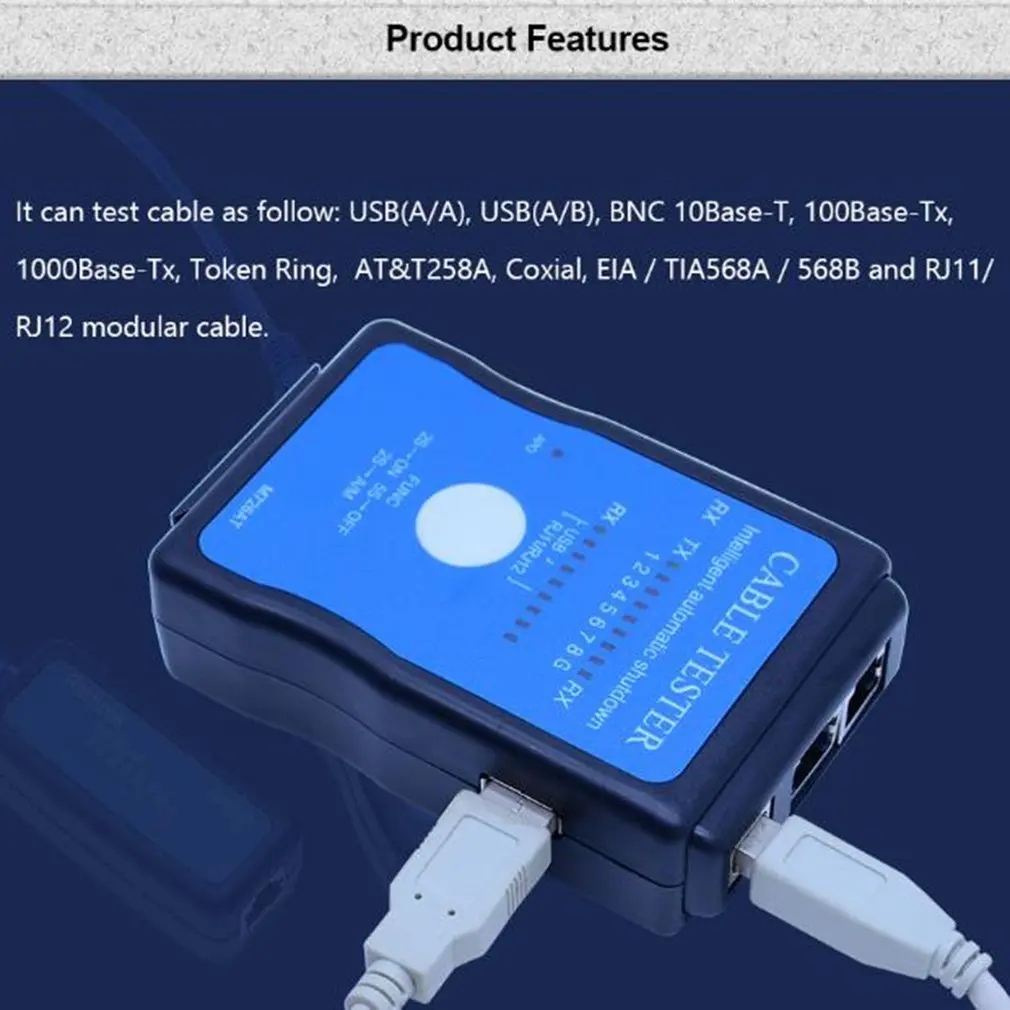 Тестер кабеля M726AT LAN USB RJ45 RJ11/RJ12 сетевой Ethernet CAT5 UTP несколько модульных ПК Лидер