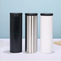 500ml hot selling double layer vacuum creative straight stainless steel insulation water cup simple portable car flip coffee cup