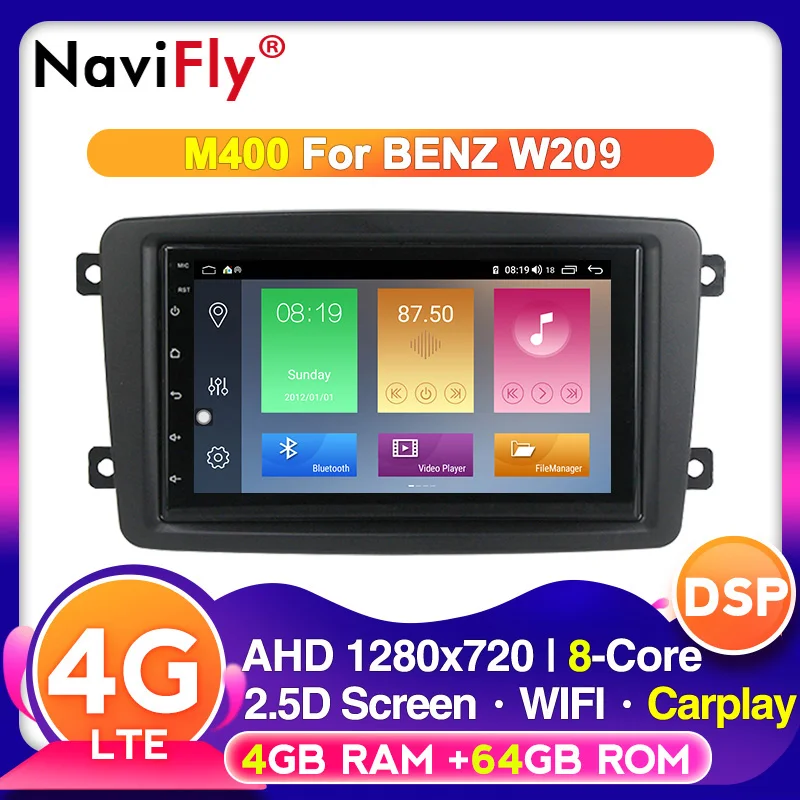 4 + 64G 4G LTE Android 10 автомобильный Автомагнитола для Mercedes Benz CLK W209 Vito W639 Viano