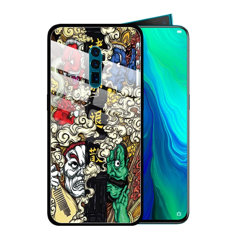 Чехол из закаленного стекла в китайском стиле God Ghost для OPPO Reno2 Z F Reno 10x zoom R17 R15 R11 Plus