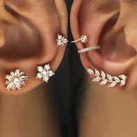 bohemia crystal rhinestone flower sunflower pearl star zircon ear cuff earrings no piercing women trendy earrings jewelry set