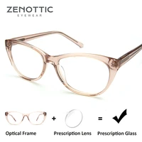 zenottic acetate cat eye prescription glasses frame for women anti blue ray photochromic eyewear retro myopia optical eyeglasses