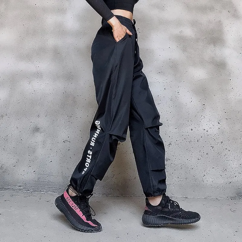 Высокое качество штаны для бега Хит большие карманы брюки-карго женские высокая
