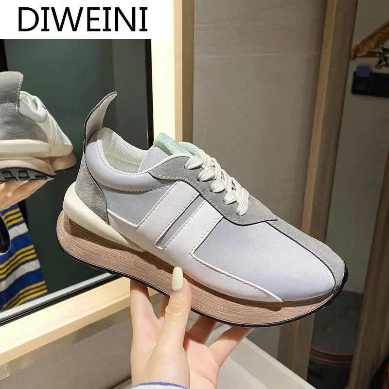 

Women's Shoes Spring Women's Vulcanized Shoes Fashion 2021 New Color Matching Sneakers Lace-up Comfortable Shallow Casual Shoes