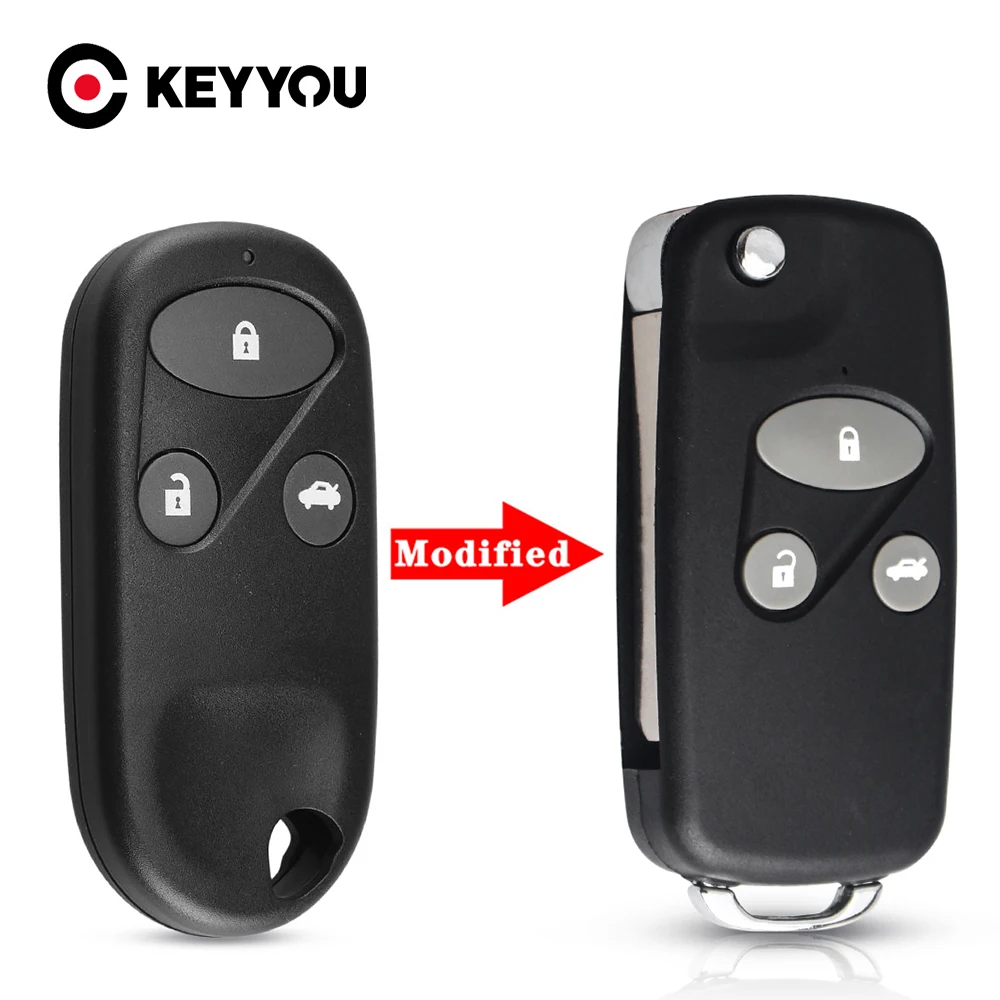 

KEYYOU Replacement For Honda Accord CRV S2000 Civic Fob 2/3 Buttons Modified Car Keyless Remote Key Shell Flip Case HON66 Blade