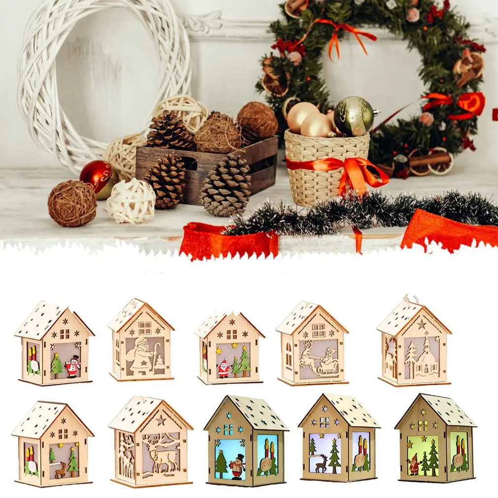 

Christmas DIY Luminous Cabin Christmas House Handmade with Light Decoration Toys for Kids Nice Xmas Gift
