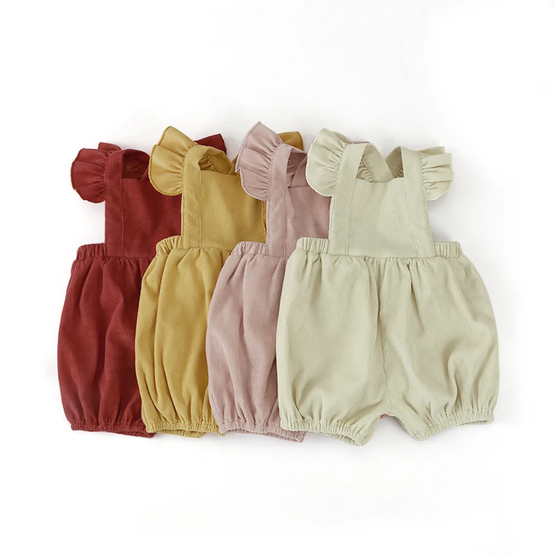 

Kaiya Angel Newborn Summer Vintage Corduroy Baby Overalls Jumpsuit Short Kids Breathable Rompers Girls Birthday Gift Wholesale