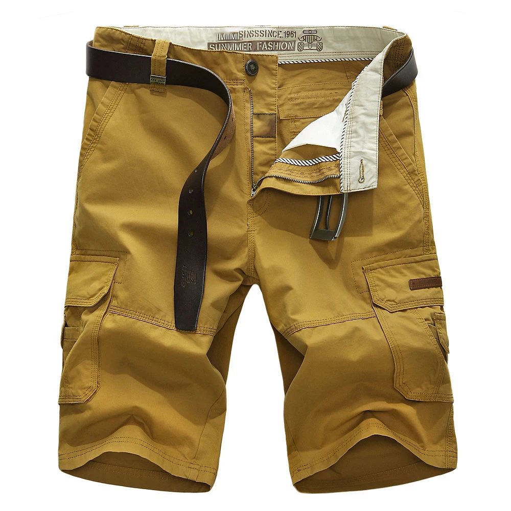Шорты карго мужские с множеством карманов Брендовые повседневные свободные