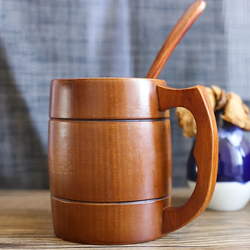 Ручная деревянная кружка для пива с круглым горлышком 500-600 мл воды молока кофе