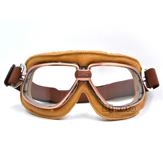 Clear Lens Винтажные мотоциклетные очки для мотокросса Пилот Мотоцикл MX летные защитные очки кожаные очки atv Ретро шлем для велоспорта питбайк - Цвет: Clear Lens