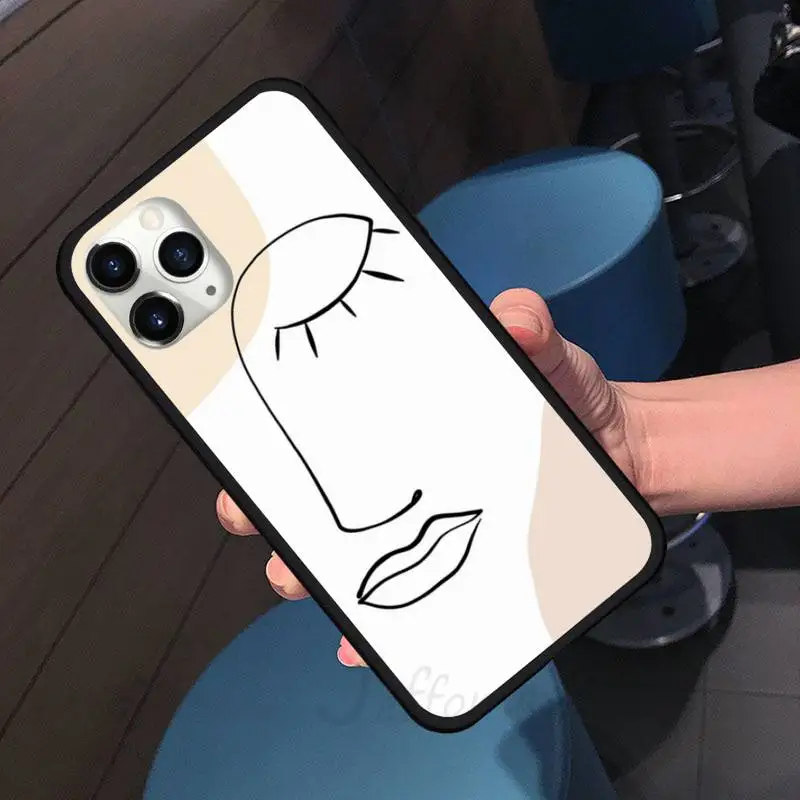 

Girly Line Art Face sexy design Phone Case For iphone 7 8 12 11 XR XS pro Max Mini plus Soft silicone cover shell funda