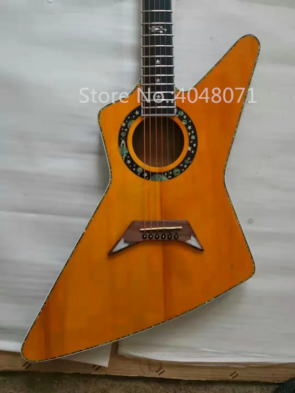 Transporte gratuito, guitarra de ganso de 6 cuerdas, incrustación de 5 estrellas