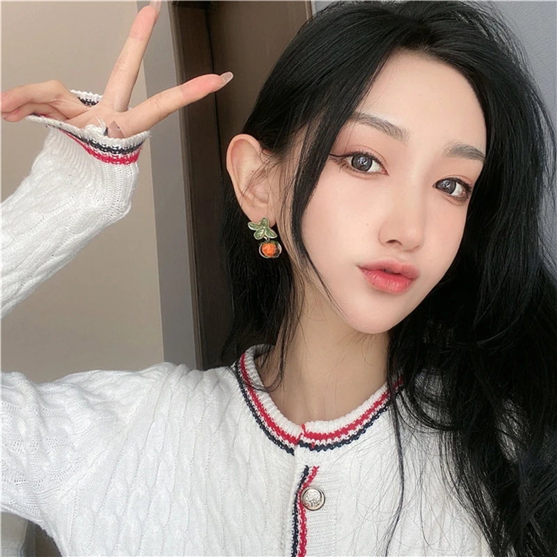 Стеклянные серьги гвоздики с каплями из глазури в виде цветка модные