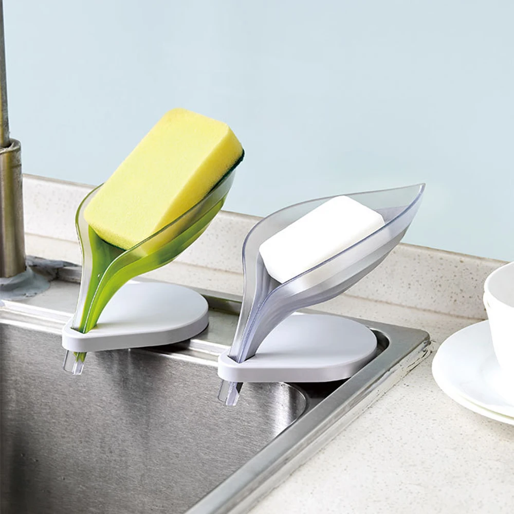 

Leaf Type Soap Box Drain Soap Storage Organizer Sucker Sink Drain Rack Sponge Holder Powerful Tool Bathroom Organizer