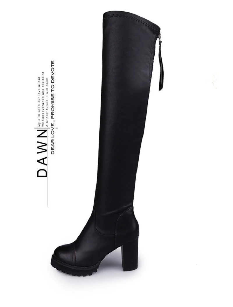 2019 обувь Для женщин сапоги осенние выше колен на высоком каблуке женские Зимние