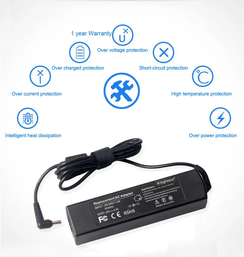 

Kingsener 20V 4.5A AC Adapter Laptop Charger For Lenovo IdeaPad Z475 Z480 Z485 Z500 Z510 Z560 Z565 Z570 Z575 PA-1900-56LC