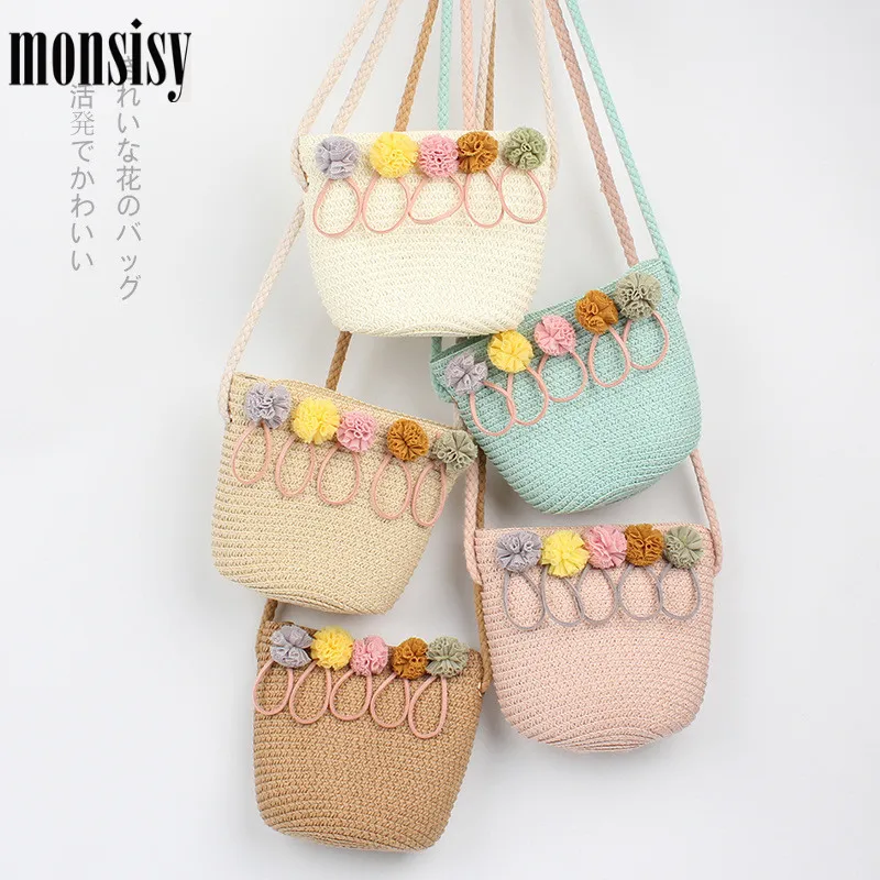 Сумка для девочек Monsisy летняя пляжная Плетеная соломенная сумка из ротанга