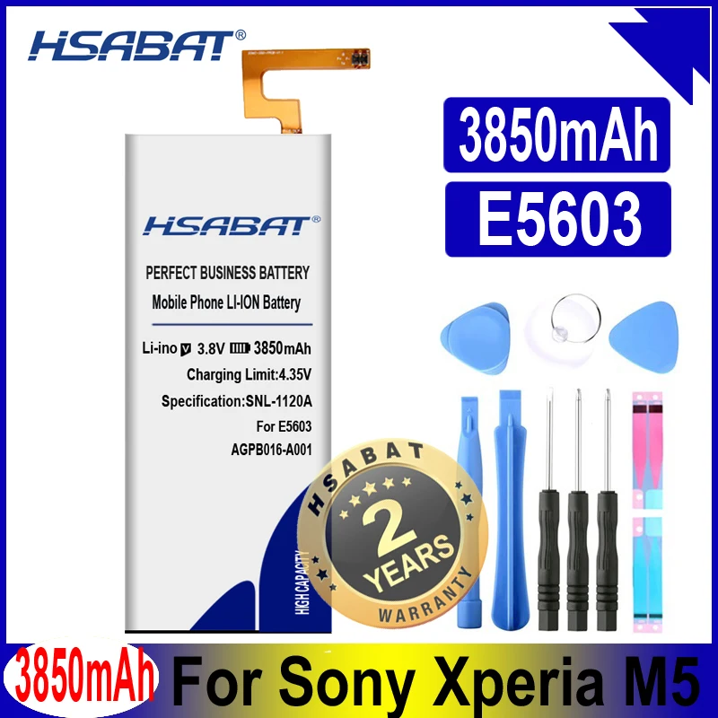 HSABAT 3850mAh AGPB016-A001 Li-Polymer для Sony Xperia M5 Battery M 5 E5603 E5606 E5653 E5633 E5643 E5663 | Мобильные телефоны и