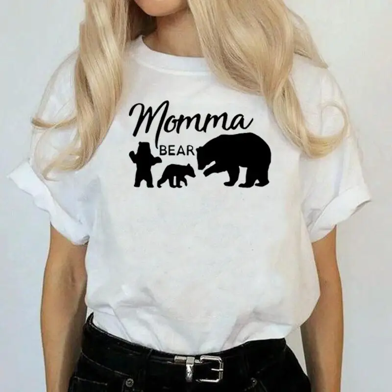 

Summer Fashion Tee Shirt Femme Mom Bears Family Christmas Gift for Mama T Shirt Women Tops Cotton Casual Harajuku Shirt Tshirt