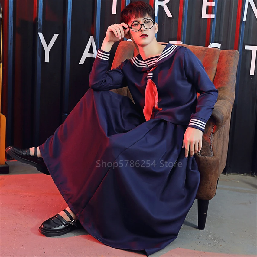 Комплект школьной формы JK из топа и юбки темно-синего цвета для мальчиков девочек