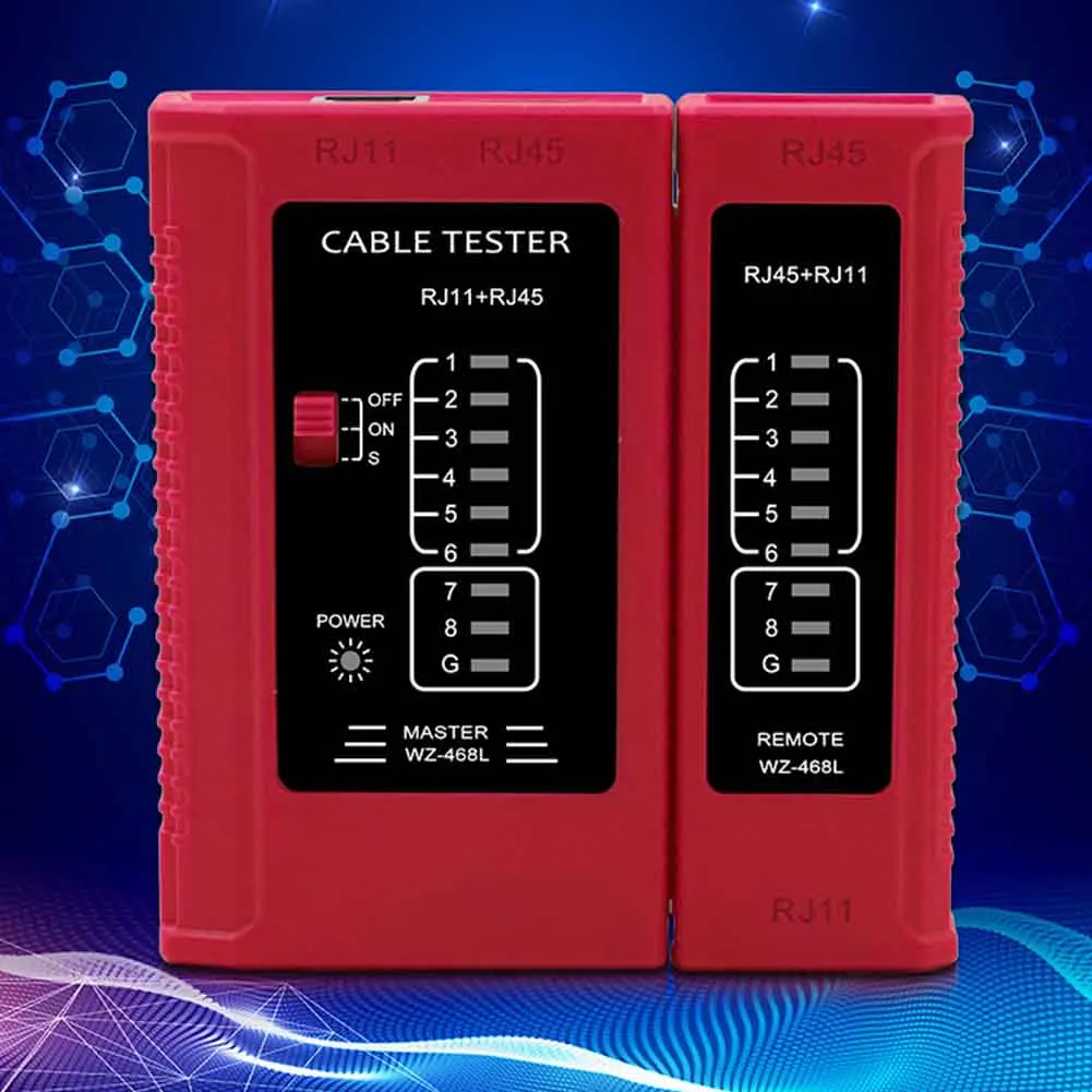 

Repair Tool Circuits RJ45 RJ11 Wiring Problem Network Cable Tester LED Indication Battery Powered Ethernet Lan Multifunctional