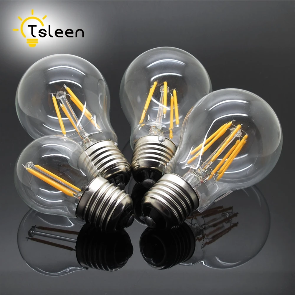 

Tsleen E27 4/8/12/16W Retro Edison Filament COB LED Bulb Vintage Ball Light G45/A60/ST64 Lamps AC 110V/220V *10 PCS