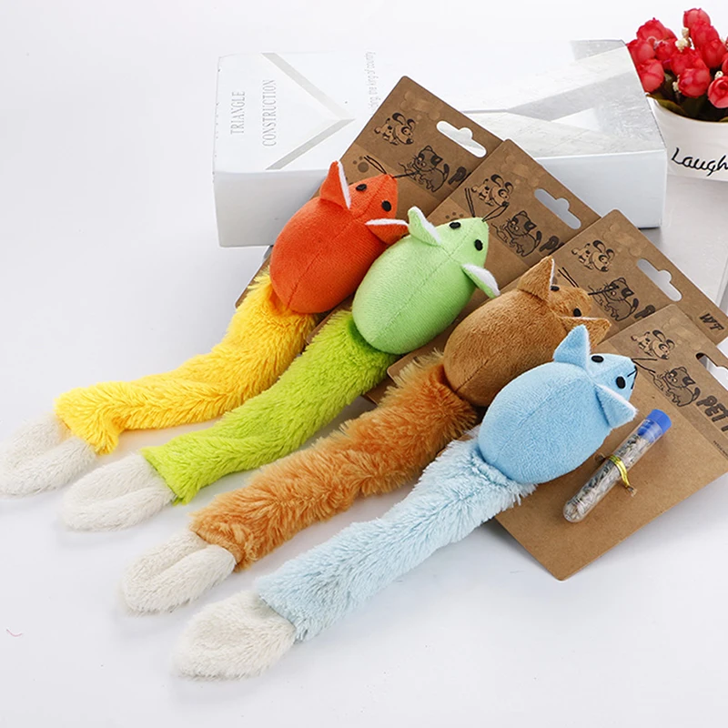 Pet Fun Toys Cat Toys Mouse Training Play Toys Long Tail Mice Cat Toothpaste