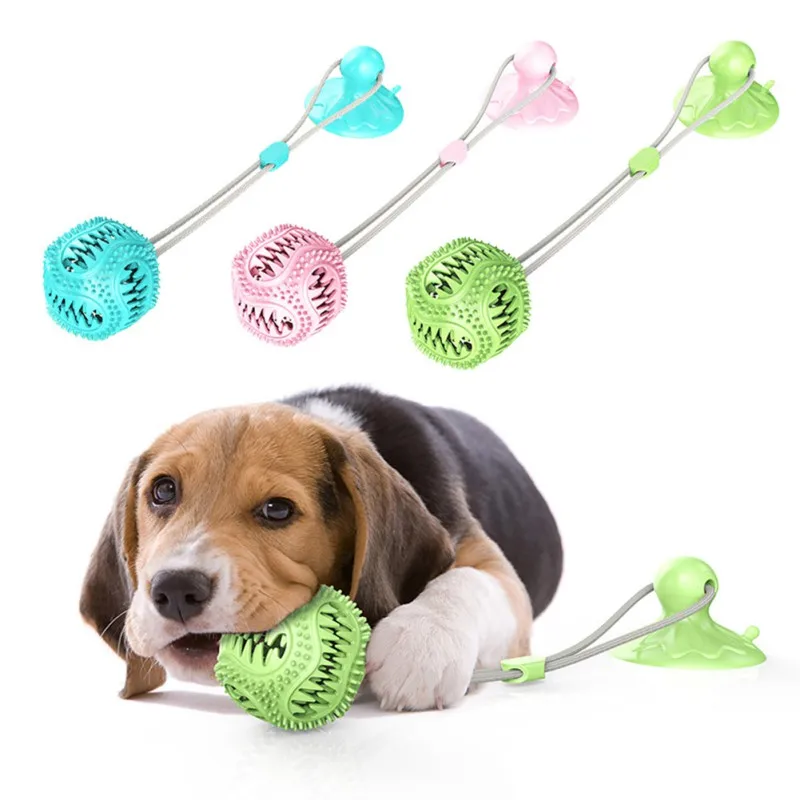 

Dog Toys Silicone Suction Cup Tug Interactive Dog Ball Toy For Pet Chew Bite Tooth Cleaning Toothbrush Feeding Pet Supplies