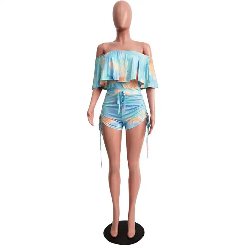 Сексуальный женский комбинезон с открытыми плечами завязками вырезом лодочкой