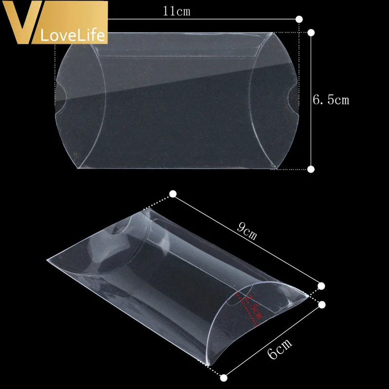 Прозрачная коробка для конфет 50 шт./лот в форме подушки Подарочная из ПВХ