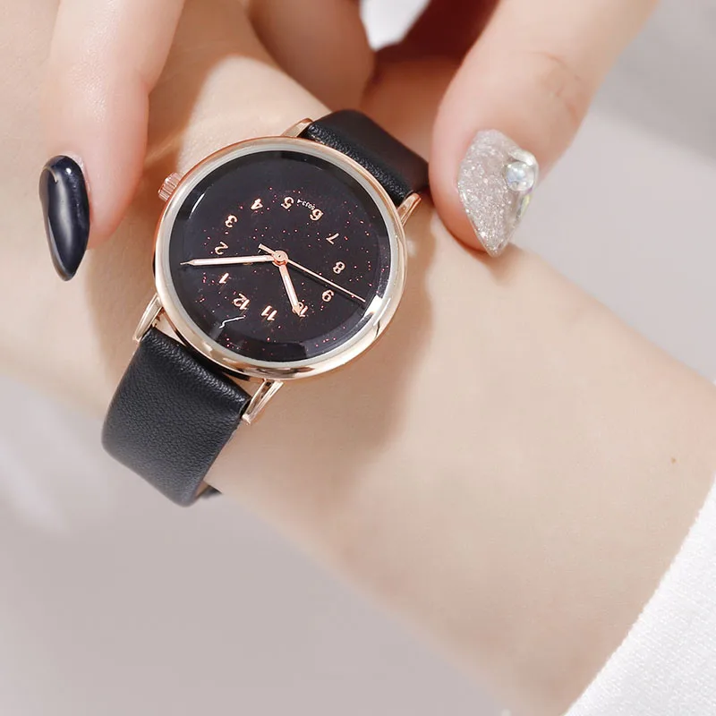 

Hot Women Quartz Watch Candy Color Sequin Dial with PU Leather Strap TY66