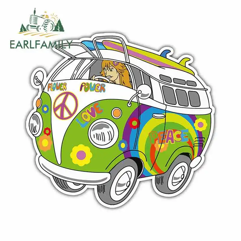 

EARLFAMILY 13cm For Hippie Bus Peace Love Woodstock Life Personality Creative Stickers Vinyl Car Graffiti Stickers Decoration